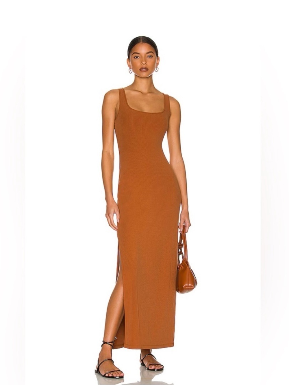 l*space Sleeveless Square-Neck Maxi Dress in Rust Brown